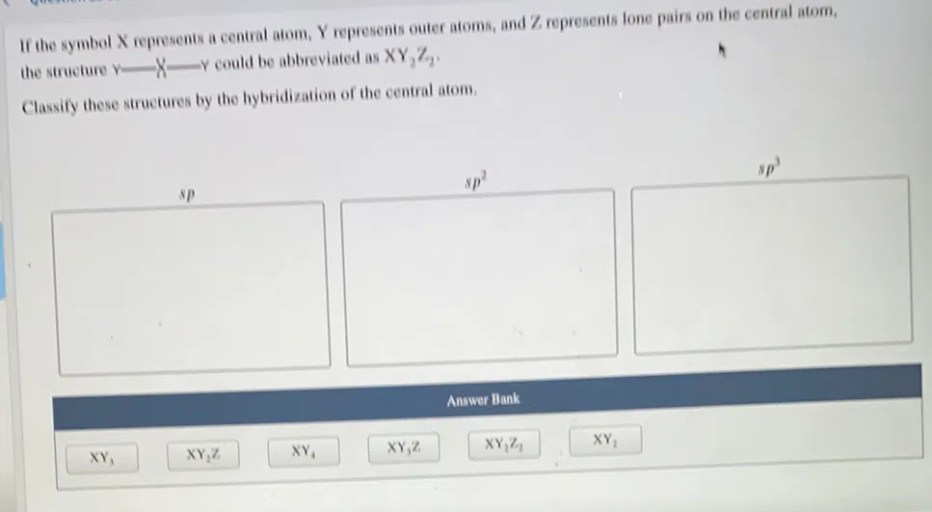 Molecule shown hybridization indicate each atom central sp sp2 sp3 question chegg